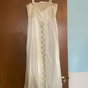 Free People Strapless White and Gold Dress